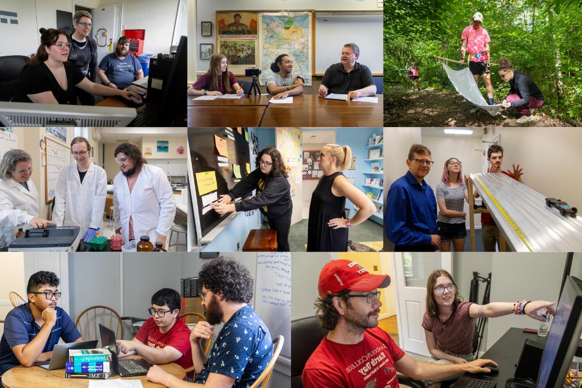 Collage featuring eight photos from each Summer Research Program project